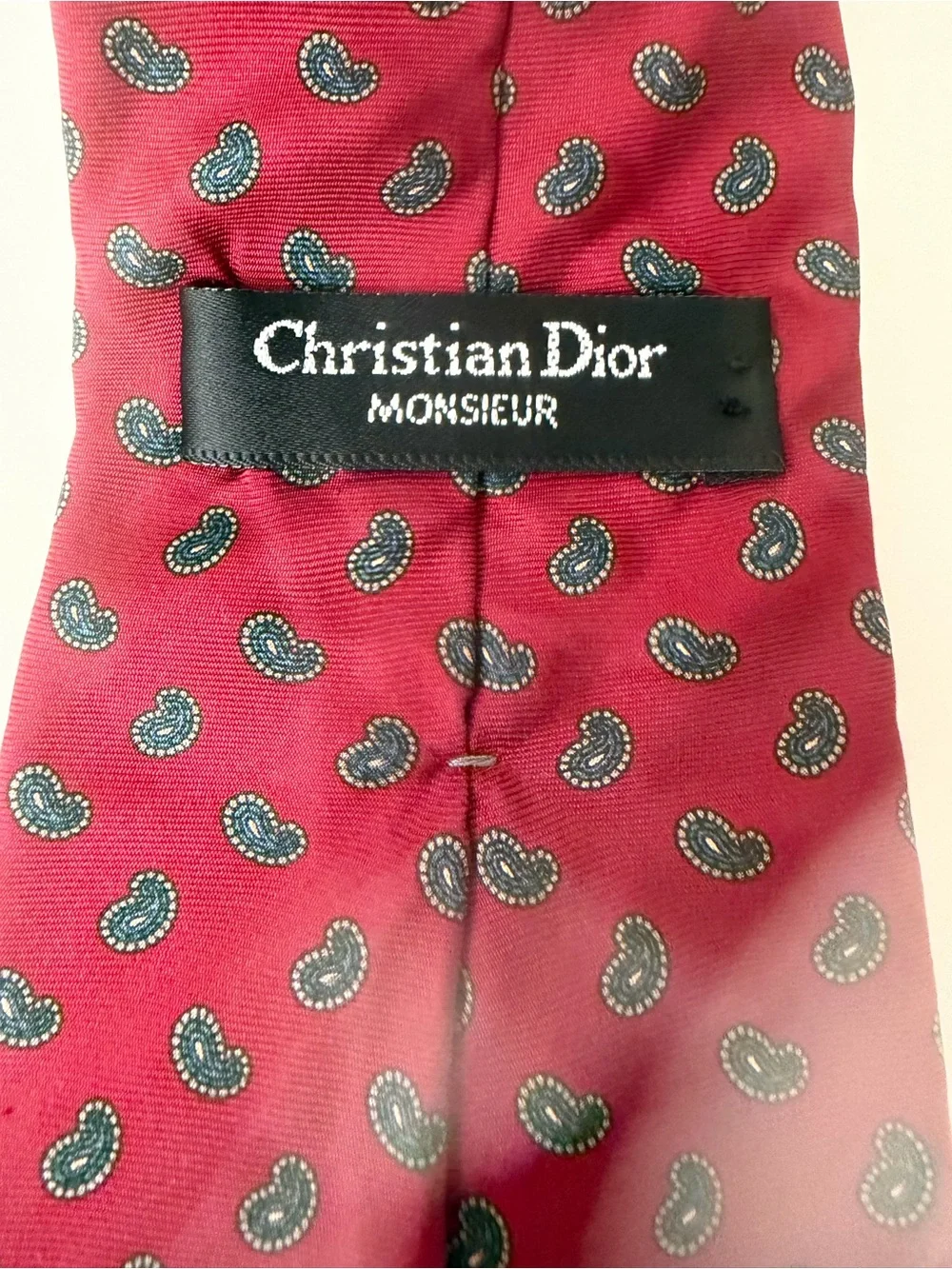 Christian Dior Monsieur Red Silk Tie Made in USA